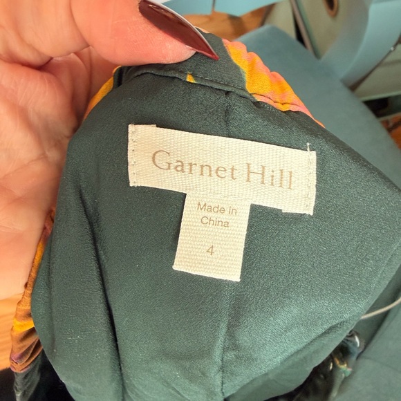 Garnet Hill A-Line Skirt - Teal and Yellow Floral Sz 4 - Picture 2 of 5